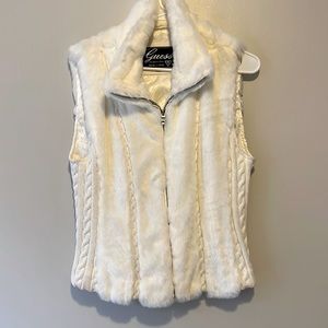 Guess white fur vest